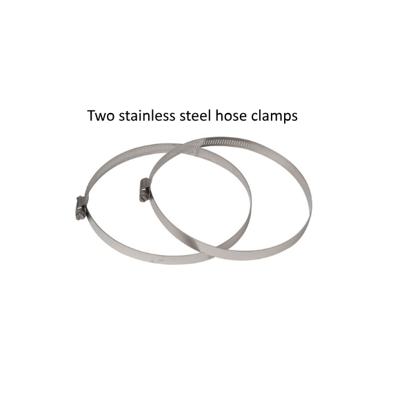 Two 3 inch stainless steel hose clamps