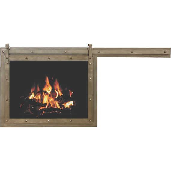 Paterson Single Sliding Fireplace Door in Matte Black