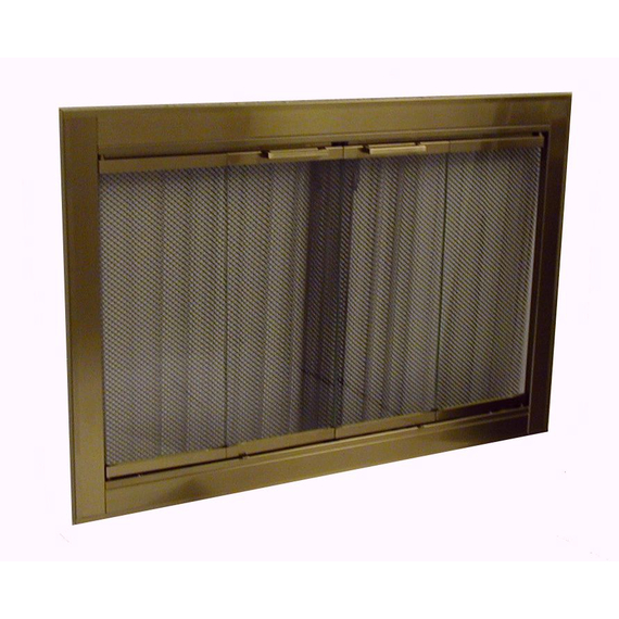 Solid Antique Brass Fireview Masonry Fireplace Door
