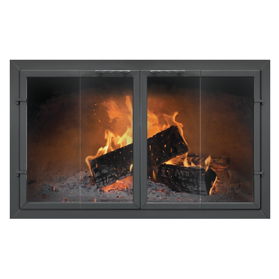 Normandy Fireplace Door in Black with Bifold Doors
