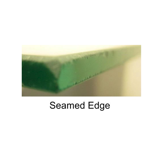 Seamed edges on tempered glass