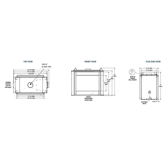 40 Inch See Through Radiant B-Vent Fireplace Specs