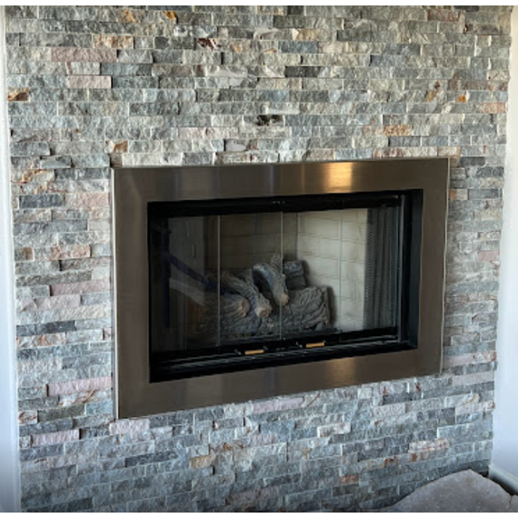 4 Sided Fireplace Surround Kit In Brushed Stainless Steel Customer Install