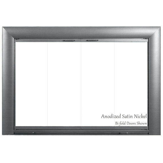 Bungalow Fireplace Door in Brushed Nickel Finish