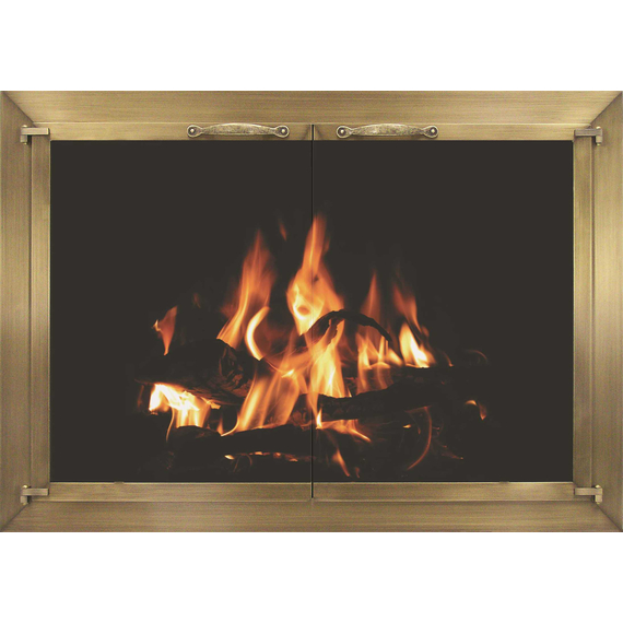 Plated Antique Brass Cascade Fireplace Door