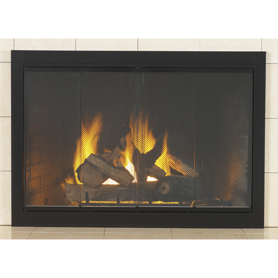 Satin Black Fireview Masonry Fireplace Door