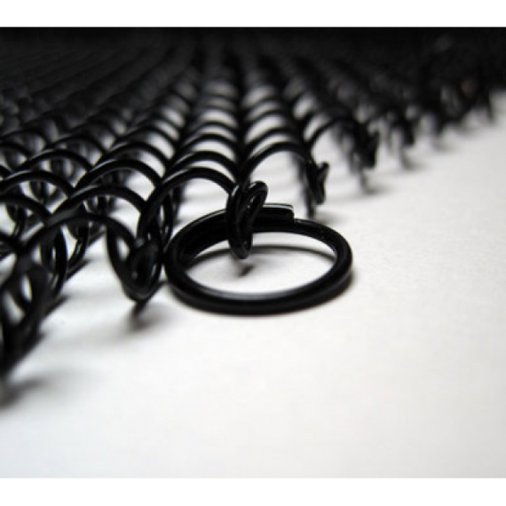 Close up of 1/2" hanger rings for fireplace mesh curtain.