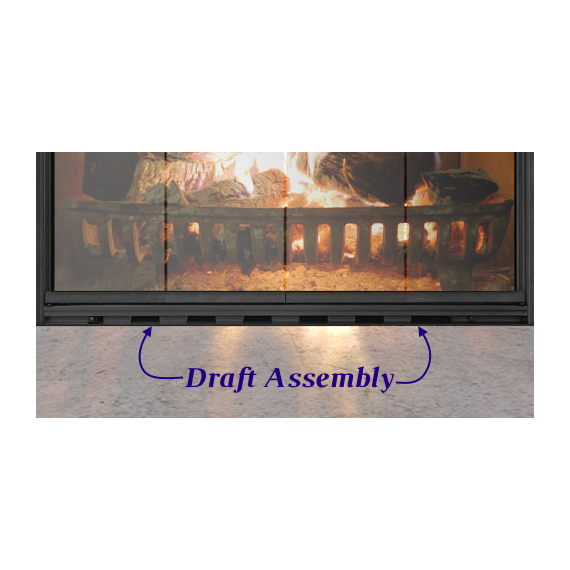 Savannah Masonry Fireplace Door - bottom draft assembly