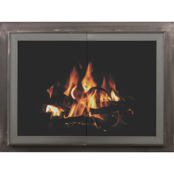 Biscayne Fireplace Door In Antique Black With Brite Nickel