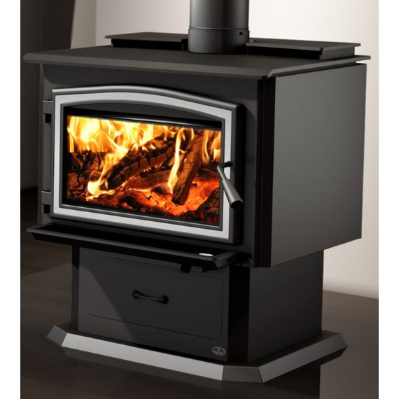 Osburn 3500 Wood Stove with Brushed Nickel Cast Iron Door