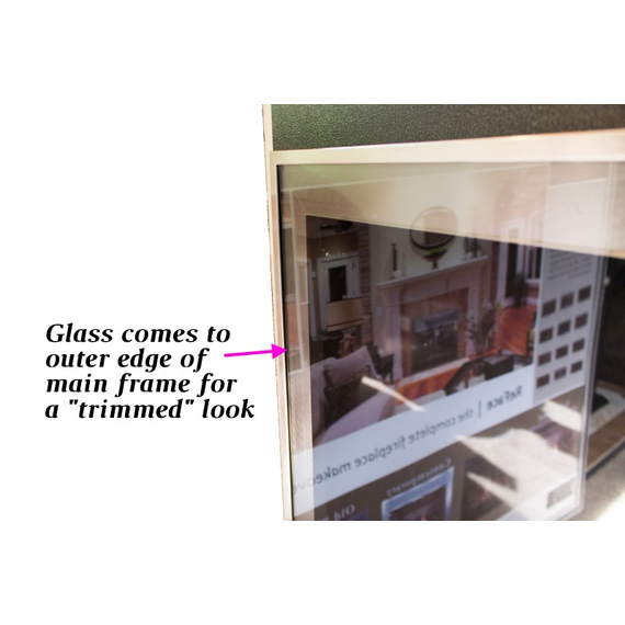 Glass on the Biscayne hidden frame door comes to the outer edge of the main frame for a "trimmed" look