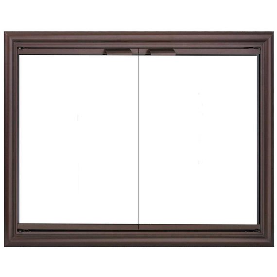 Phoenix Outdoor Fireplace Door shown in Mahogany 4 Sided No Draft