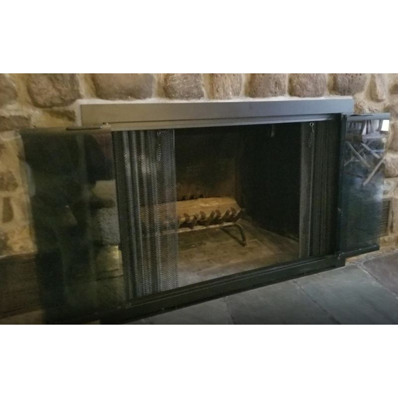 Piccolo Fixed Size Custom Masonry Fireplace Door With Mesh