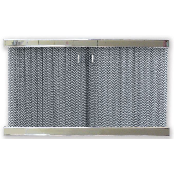Polished Stainless Steel Bar Stock Fender With Black Recessed Fireplace Screen