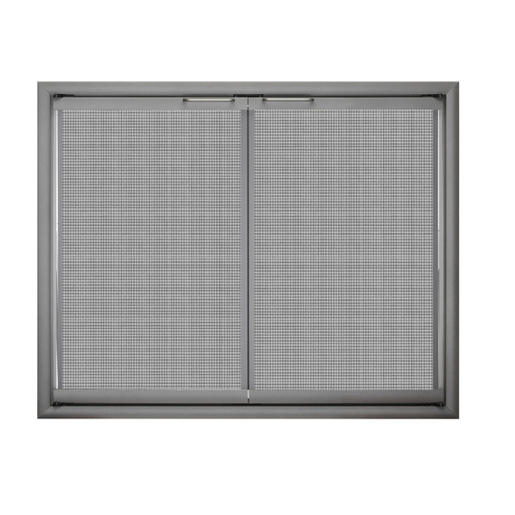 Rainbow Mesh Zero Clearance Fireplace Door in Natural Iron With Black Gate Mesh Door