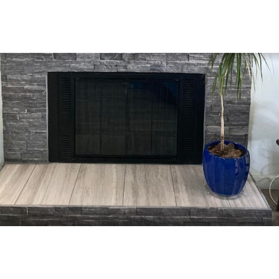 Stiletto Zero Clearance Fireplace Door Inside Fit In Matte Black