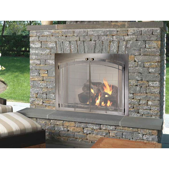 Stainless Steel Arch Conversion Fireplace Door With Window Pane