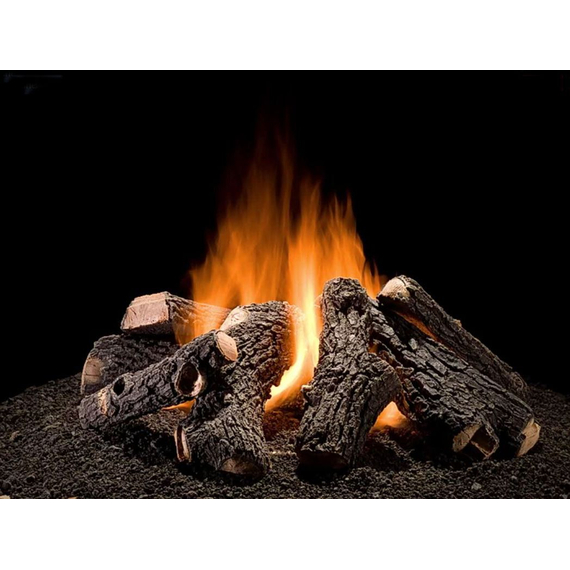 Wilderness Oak Fire Pit Log Stack with Stainless Steel Burner