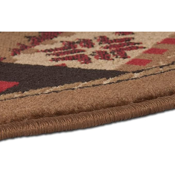 Goods of the Woods 42” x 25” Oriental II Bear Olefin Half-Round Hearth Rug Close Up View