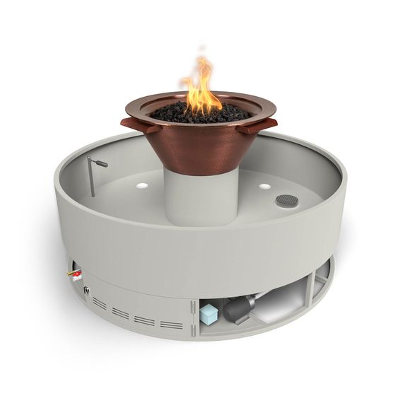 Olympian Round Copper 4-Way Spillway Self Contained Fire & Water Bowl 30 Inch