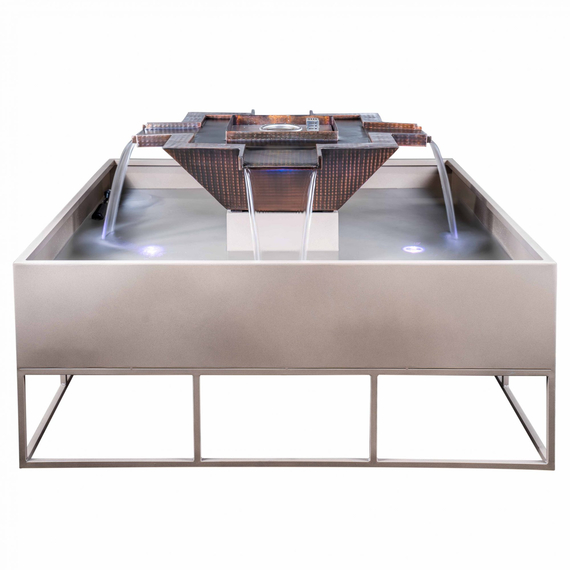 Olympian Copper Square 4-Way Self Contained Fire & Water Bowl 30 Inch