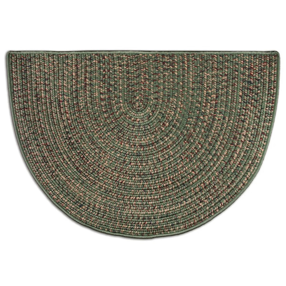 Goods of the Woods 48” x 27” Braided Multi-Green Half-Round Hearth Rug