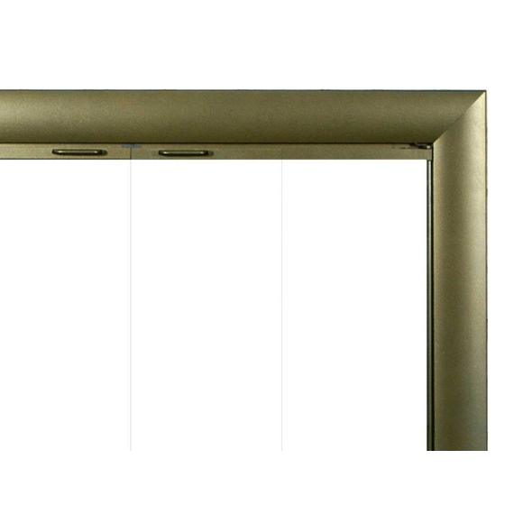 Bungalow Custom Fireplace Door in Vintage Brass artisan finish - top right corner detail
