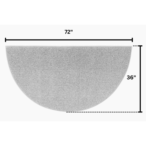 Goods of the Woods 72” x 36” Ember Black Wool Half-Round Hearth Rug Dimensions