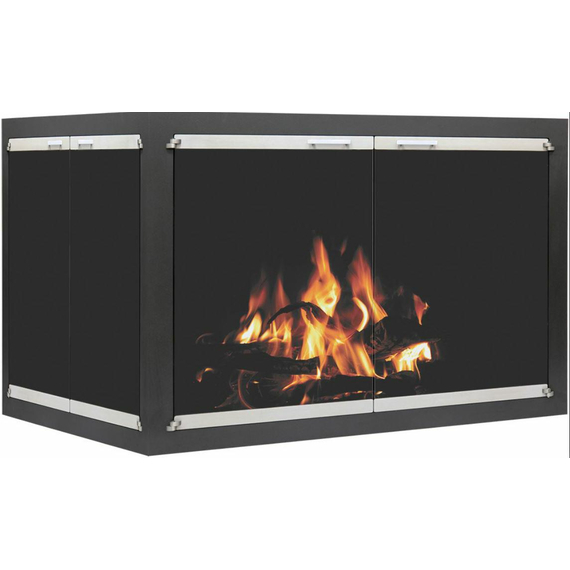 Affinity Inline Corner Masonry Fireplace Door With Brushed Nickel Doors