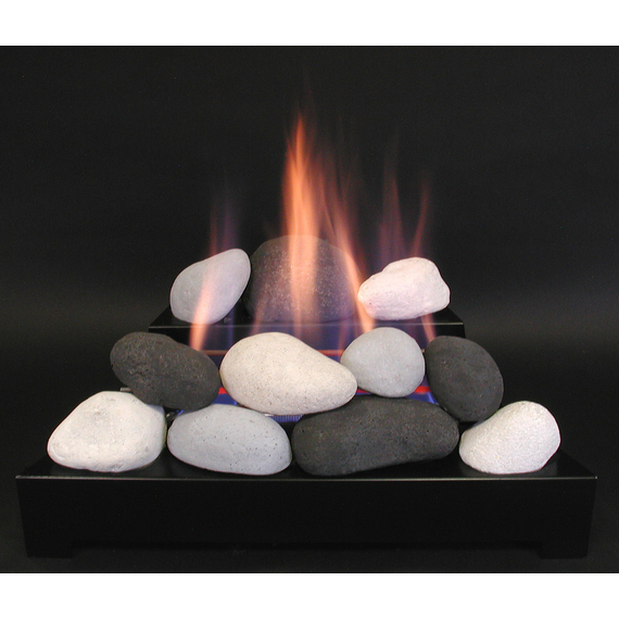 20 Inch ALTERNA FireBalls Set with Vent Free Black Burner With Calico FireStone