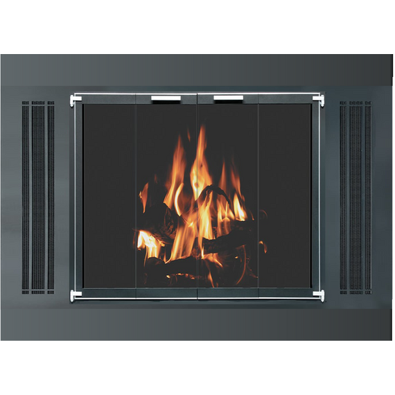 Side Vent Fireplace Refacing With Glass Doors