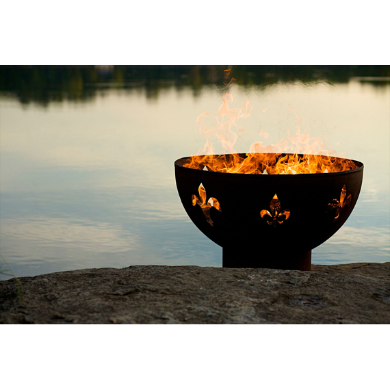 Fleur de Lis Gas Burning Fire Pit 36 Inches