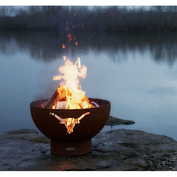 Longhorn fire pit burning