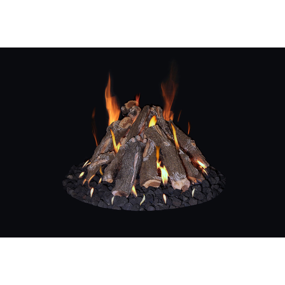 Weathered Oak Tall Stack Log Set And Burner