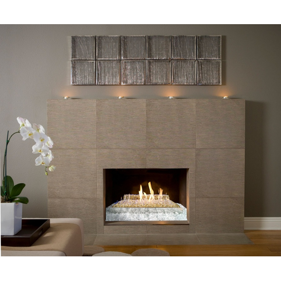Fyre Glass Luxury Vent Free See Thru Gas Set in a fireplace