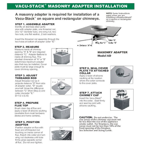Masonry Adapter Installation Instructions