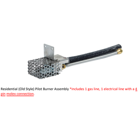 Fire By Design 12" Long Pilot Burner Assemblies Residential Electronic Ignition System | 24VAC (OLD STYLE 1 Gas Line (4 Pin)