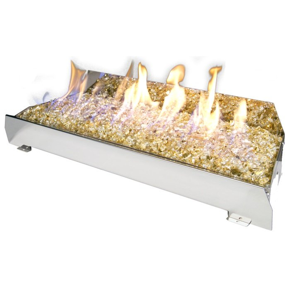 RealFyre Fyre Glass Contemporary Gas Set with Reflective Gold Fyre Glass