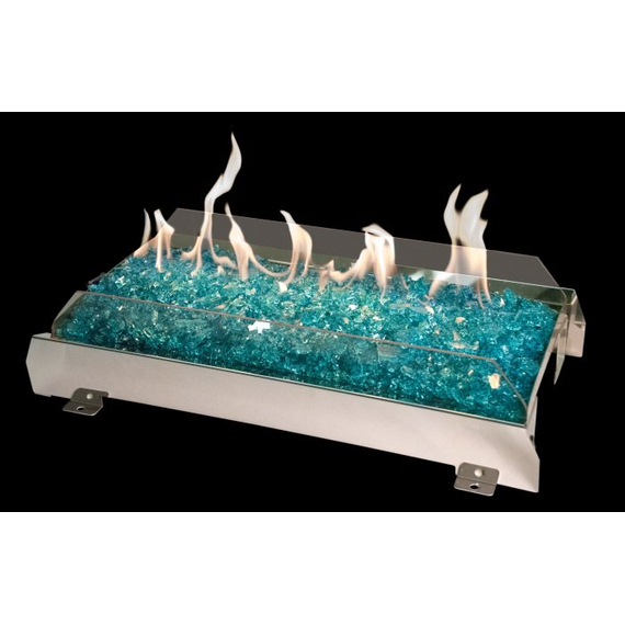 RealFyre Fyre Glass See-Thru Contemporary Gas Set with Reflective Gold Fyre Glass