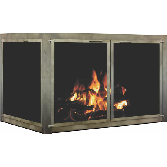 Ceramic Glass Cascade Corner Masonry Fireplace Door in Antique Black Finish