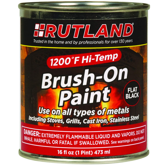 Rutland 1200-Degree Hi-Temp Brush-On Flat Black Stove Paint - 16 Fluid Ounce