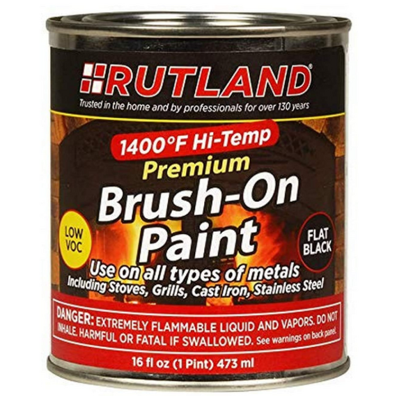 Rutland 1400-Degree Hi-Temp Brush-On Flat Black Stove Paint - 16 Fluid Ounce