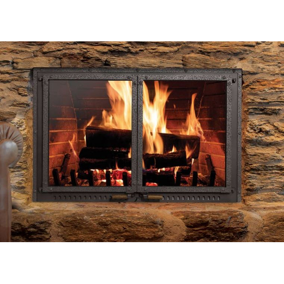GrandSeal Ceramic Glass Masonry Fireplace Door With Ancient Iron Trim