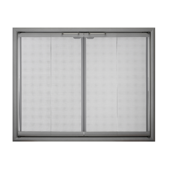 Aurora ZC fireplace door in Natural Iron With OPTIONAL Gate Mesh Door