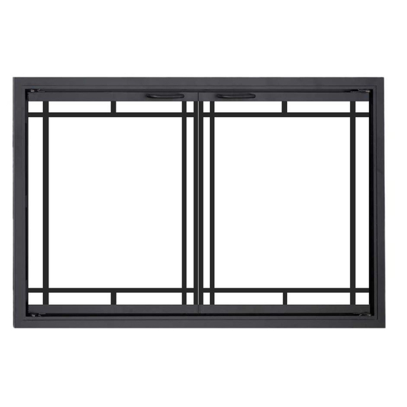 Stiletto Zero Clearance Fireplace Door Inside Fit With Mission Window Pane