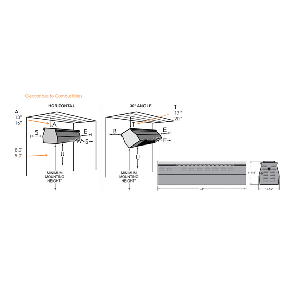 BistroSchwank 2100 Series Single Stage Model 2150-SS | 50,000 BTU Dimensions