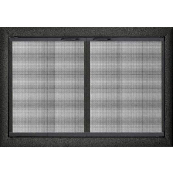 3-Sided Overlap Brookfield ZC Cabinet Gate Mesh Fireplace Door - Needs Hearth On Prefab To Sit On - Textured Black Shown