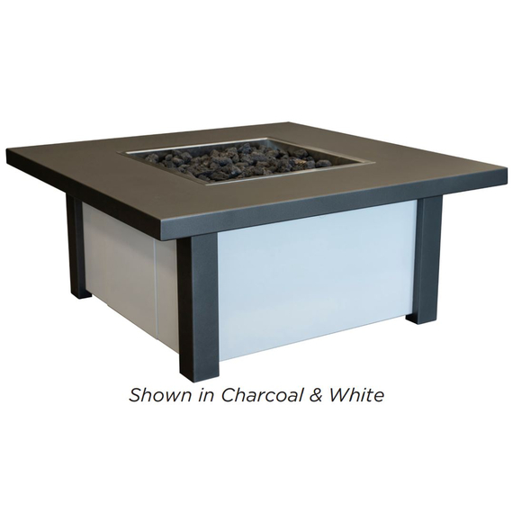 Villena 36 Inch Square Outdoor Gas Fire Table Finished in Charcoal & White