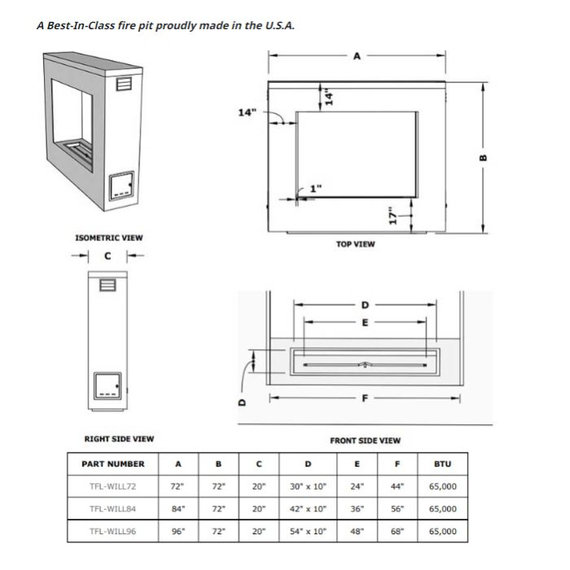 Williams Outdoor Fireplace Dimensions