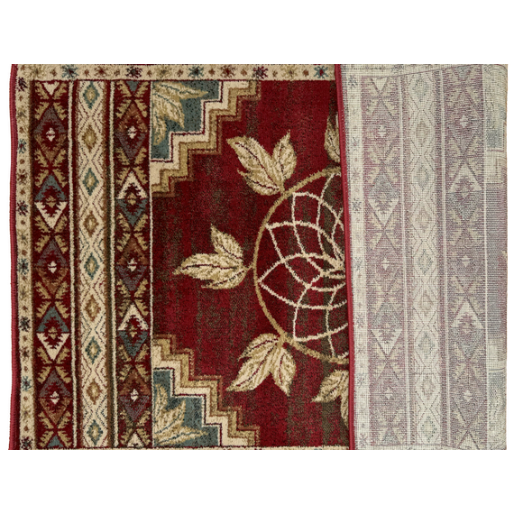 Vista Ancient Red Olefin Hearth Rugs with Back Surface View